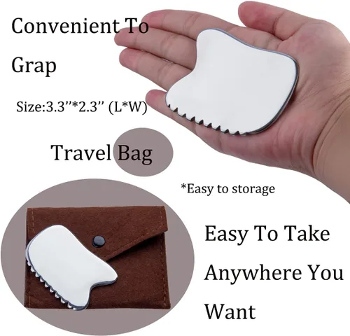 Miniatura 3 de wuyaoyao Herramienta facial Gua Sha de acero inoxidable de 4 filos, herramienta de masaje de raspado Gua Sha, herramientas para anticelulitis