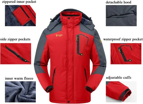 Miniatura 7 de JINSHI - Chaqueta de esquí para hombre, tejido polar, impermeable, rompevientos