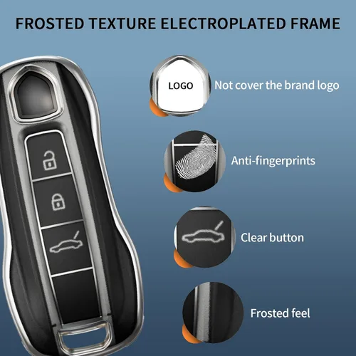 Miniatura 2 de Funda inteligente para llavero compatible con Porsche 911 Cayenne Panamera TAYCAN 3 4 botones sin llave control remoto TPU transparente esmerilado