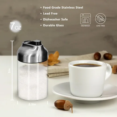 Miniatura 3 de Aelga Dispensador de azúcar de vidrio con boquilla de vertido, vertedor pesado, accesorios de barra de café para café, té y hornear