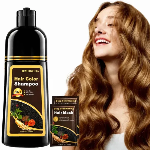 Champú de tinte para el cabello 3 en 1 para mujeres y hombres, rica coloración de raíz a punta con extractos naturales, 3-4 semanas de duración,