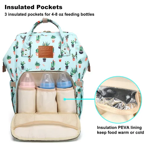 Miniatura 2 de Mochila para pañales de cactus, bolsa de pañales de viaje impermeable para el cuidado del bebé