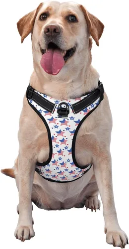 Miniatura 5 de 250th Patriotic Stars Flag Reflective Dog Harness No Pull Soft Vest Harness for Small Medium Large Dog Puppy Pets (Small Size)
