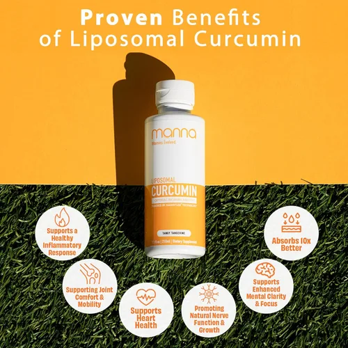 Miniatura 6 de Manna Vitamins Evolved Curcumina líquida liposomal para una absorción avanzada, el mejor suplemento de cúrcuma para apoyo diario de la salud