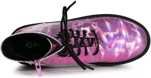 Miniatura 5 de Allegra K Botines de combate coloridos con plataforma y puntera redonda para mujer