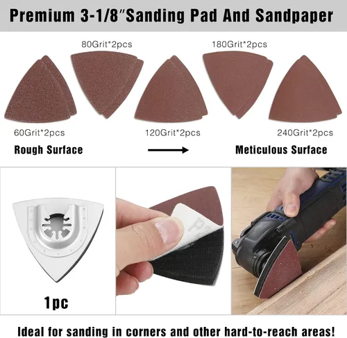 Miniatura 5 de WORKPRO 25 piezas de accesorios oscilantes multiherramienta, hojas de sierra oscilantes de liberación rápida para cortar madera y metal, plástico