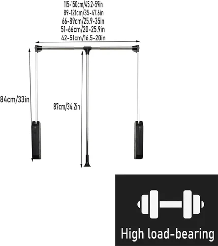 Miniatura 2 de SOBS Riel de barra de armario abatible, colgador de ropa elevable, barra de ropa para dormitorio, barra de armario, estante de acabado de ropa