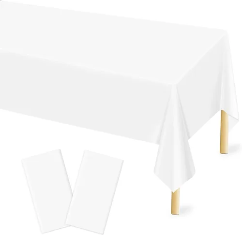 Miniatura 34 de Mulbozy 2 piezas de mantel de plástico negro para mesa rectangular, 54 × 108 pulgadas, fundas desechables de mesa para fiestas negras