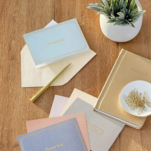 Miniatura 2 de Hallmark - Surtido de tarjetas de agradecimiento, lámina dorada sólida (24 notas de agradecimiento con sobres)