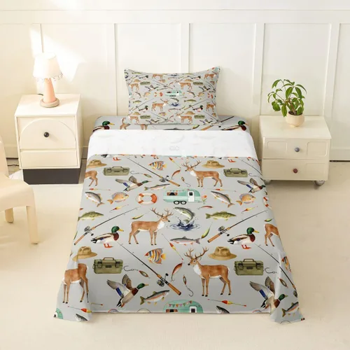Miniatura 62 de Erosebridal American Flag Bed Sheets Twin Army Green Camo Deep Pocket Fitted Sheet for Kids Boys Girls Bear Claw Hunting Theme Bedding Set Camoflage