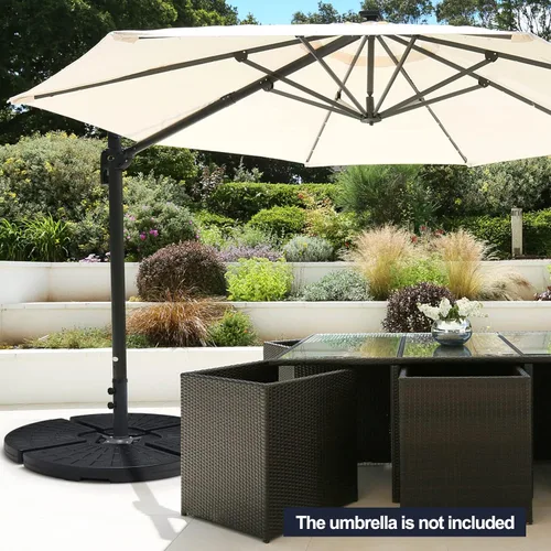 Miniatura 4 de Tangkula 4 piezas de 185 libras voladizas de patio con compensación de base de sombrilla para patio, relleno de agua y arena, resistente soporte