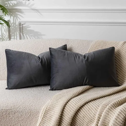 Miniatura 8 de Juspurbet - Juego de 2 fundas decorativas de terciopelo para cojines, fundas suaves para sofá, cama o sillón con cremallera oculta, para sala
