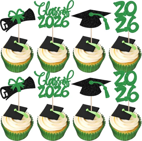 Miniatura 46 de 1 pieza de decoración para pastel de clase 2025 con purpurina, tapa de graduación 2025, decoración de pastel de felicitaciones para 2025, decoración