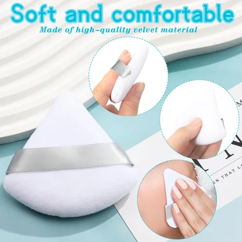 Miniatura 6 de Suclain 48 esponjas triangulares de terciopelo suave para maquillaje en polvo de cara, esponjas triangulares para base cosmética húmeda y seca