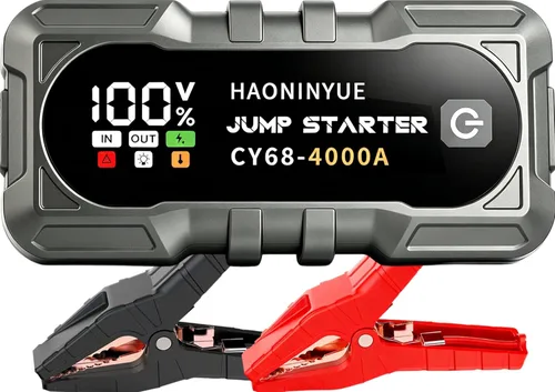 Miniatura 11 de Arrancador de emergencia con compresor de aire, arrancador de batería de coche de 2500A, kit de cables de puente reforzador de coche de 12V