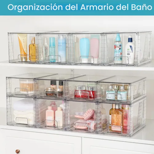 Miniatura 5 de Vtopmart Paquete de 4 cajones grandes apilables de almacenamiento, fácil de montar, organizadores de acrílico para debajo del fregadero del baño