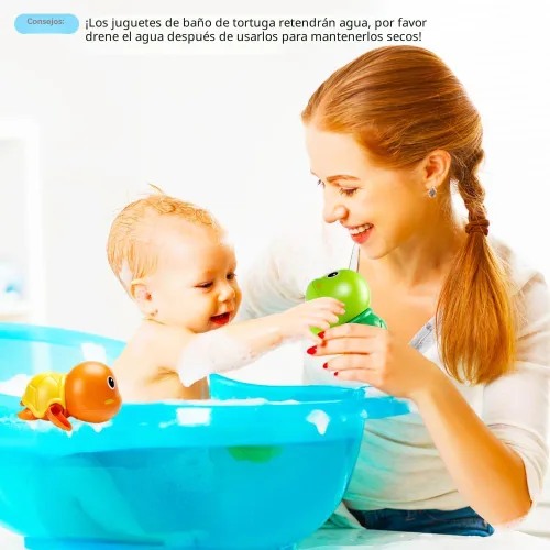 Miniatura 5 de Juguetes de baño, lindos juguetes de baño de tortuga nadadora para niños pequeños de 1 a 3 años, juguetes flotantes de piscina de agua con cuerda