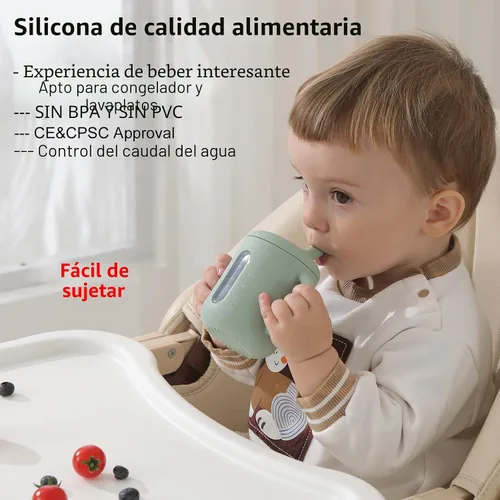 Miniatura 3 de Seposeve Paquete de 2 Vasos con Pajita de Silicona, Vaso para Bebé con Pajita a Prueba de Fugas para 6-12 Meses, Vaso para Niños Pequeños a Prueba