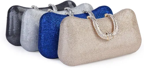 Miniatura 5 de Damara Bolso de mano de noche con cierre de diamantes de imitación para mujer
