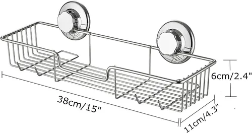Miniatura 7 de SANNO Organizador de ducha con ventosa con ganchos, potente ventosa, organizador de almacenamiento combinado de estante de baño, accesorios de baño