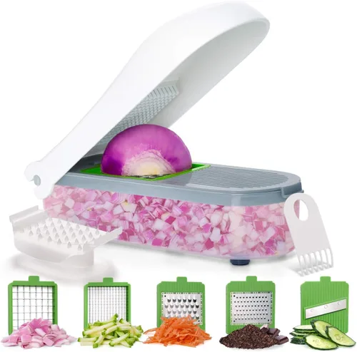 Miniatura 8 de LHS procesador manual de alimentos, picadora grande de verduras, 1003 ml, picadora de ajo y cebolla con cuerda para verduras, ensalada, frutas