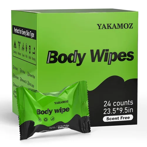 YAKAMOZ Toallitas corporales grandes para baño de adultos, toallitas corporales envueltas individualmente para mujeres, hombres y ancianos, paños