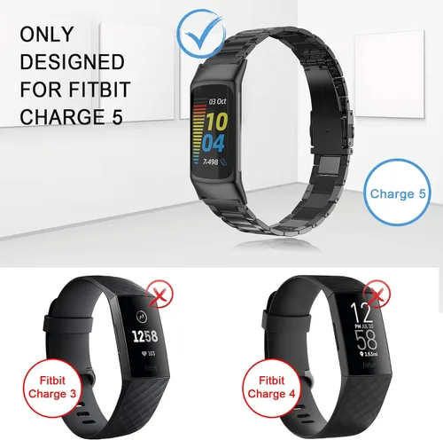 Miniatura 4 de Wearlizer Compatible con correas Fitbit Charge 6/Charge 5 para mujeres y hombres, correas de repuesto clásicas de acero inoxidable ultrafinas