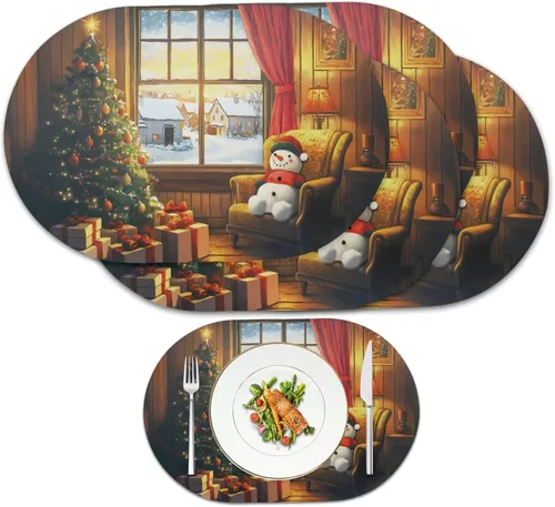 Miniatura 39 de Ghost Placemats Set of 2 Wipeable Faux Leather 12X18 Inch Waterproof Non-Slip Mats Spooky Table Decor Heat Resistant for Scary Dinner Party Fantasma
