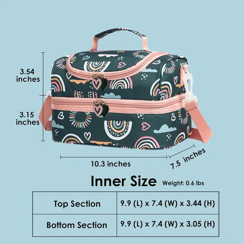 Miniatura 2 de Bolsas de almuerzo aisladas para niños con doble compartimento, bolsa tipo tote para niñas, niños, niños pequeños, jardín de infantes, escuela