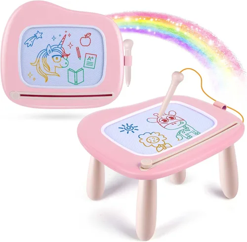Smasiagon - Pizarra de dibujo magnética para niños, juguetes para niñas de 1 a 2 años, pizarra de garabatos portátil para aprender y juguetes Rosa