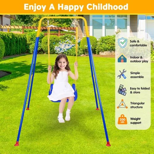 Miniatura 6 de Juego de columpio 4 en 1 para niños pequeños y jersey para bebé, columpio resistente para niños con rebotador, soporte plegable de metal