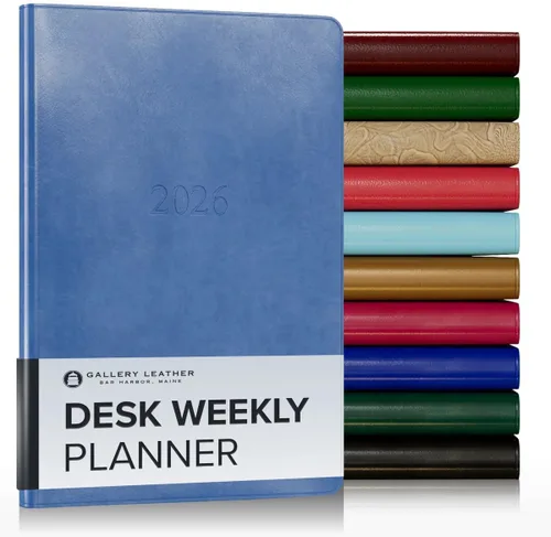 Miniatura 160 de Gallery Leather Agenda semanal y mensual grande 2025-2026, agenda y cuaderno con elegantes bordes de página dorados dorados, 12 meses, cactus Cactus