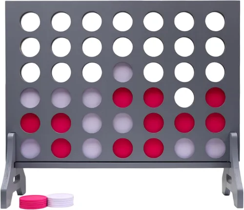 Miniatura 54 de Juego gigante 4 en una fila para familia y adultos – Tailgating Pros Jumbo de madera gris cuatro en una fila juego de patio para interiores