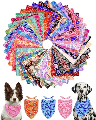 Miniatura 28 de PET SHOW 50 Pack Bandanas Navideñas para Perros Grandes XL Lavables Feliz Año Nuevo Bandanas en Triángulo a Granel Baberos para Perros Medianos