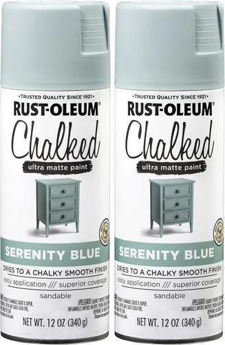 Rust-Oleum Serie 302595 - Pintura en aerosol a la tiza ultramate, 12 onzas (paquete de 2), color azul serenidad