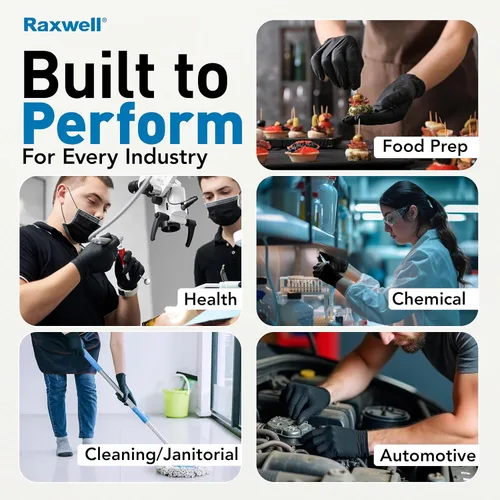 Miniatura 5 de Raxwell Disposable Nitrile Gloves - Food Grade Heavy-Duty Puncture Resistant Black Gloves for Cooking & Food Service