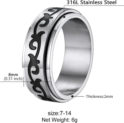 Miniatura 27 de Supcare Anillo giratorio para hombre y mujer, diseño nórdico/celta/luna, estrella, anillo giratorio con nombre personalizado, regalos para Navidad