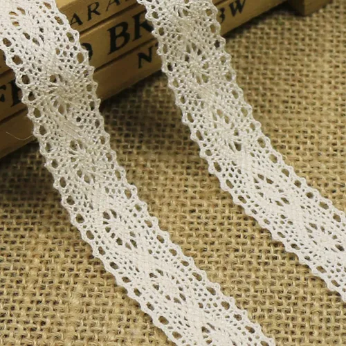 Miniatura 5 de Cinta de encaje de algodón, ribete de encaje de ganchillo beige para álbumes de recortes, envoltura de paquetes de regalo, cinta de manualidades, 10