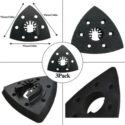 Miniatura 3 de Kit de lija de herramientas oscilantes de 186 piezas, almohadillas de lijadora con detalles multiherramienta, incluye lijas triangulares y dedos