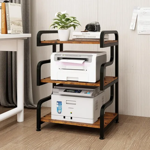 Natwind - Soporte de impresora de 3 niveles con ruedas, carrito de almacenamiento móvil, estante de pie multiusos para reproductor multimedia,