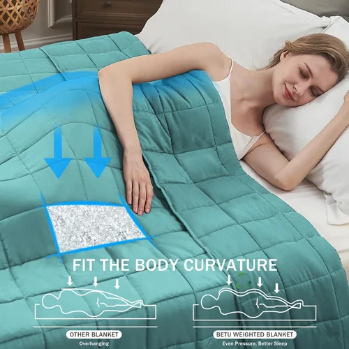Miniatura 159 de Manta con Peso Azul para Adultos 12 libras, 48"x72", Tamaño Twin Full Manta Pesada Refrescante para 110-130 libras, Mantas Grandes de Microfibra