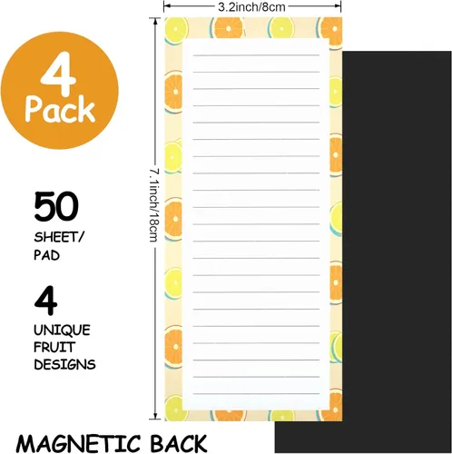 Miniatura 2 de Joyberg Paquete de 4 Blocs de Notas Magnéticos para Refrigerador, Bloc Magnético de Lista de Compras para Refrigerador, Bloc Magnético de Lista
