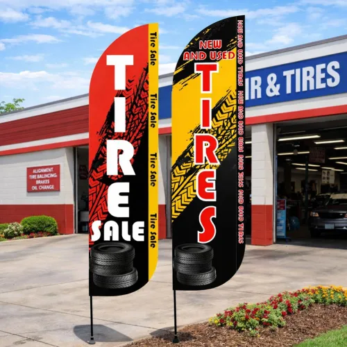 Miniatura 7 de Banderas de venta de neumáticos nuevos y usados – Paquete King de 2 3 pies x 11.5 pies Banderas publicitarias de plumas para tienda