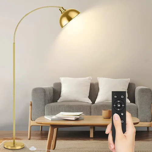 Miniatura 8 de Lámparas de pie de arco para sala de estar, moderna lámpara de pie alta con control remoto, lámpara de pie negra regulable continua con pantalla