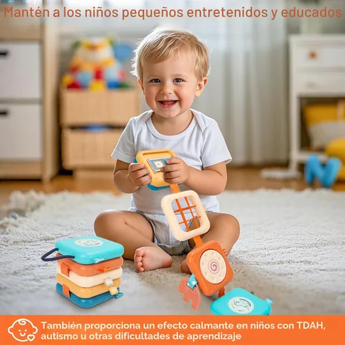 Miniatura 2 de GRESEESM Montessori - Tabla de actividades para niños de 1 año, juguetes de viaje para niños de 1 a 3 años, tablero de actividades sensoriales