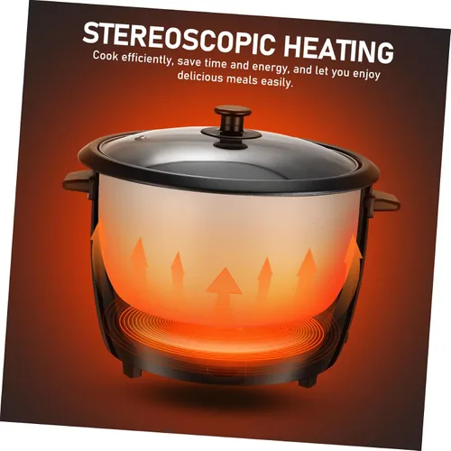 Miniatura 9 de Lurrose Arrocera eléctrica con tapa transparente, olla portátil para estofado doméstico para sopa de gachas de arroz, sopa y vaporera, enchufe