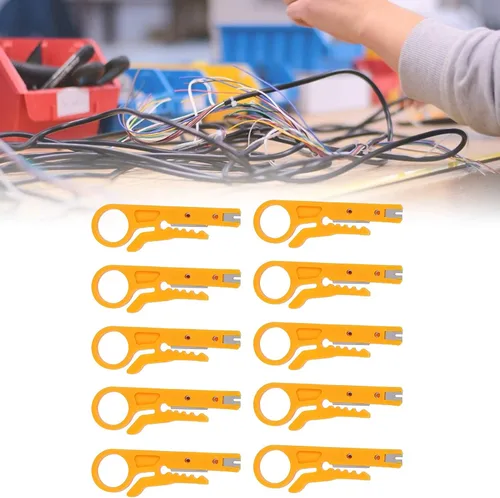 Miniatura 8 de Tnfeeon Mini pelacables, 10 unidades de pelacables de red para líneas de datos CAT-5, CAT-5e y CAT-6 con un diámetro de 0.197-0.244 in, ABS y acero