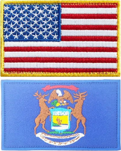 Miniatura 32 de stidsds Paquete de 2 parches de bandera estadounidense de Chicago de Estados Unidos, parches bordados, banderas de Estados Unidos, parche táctico