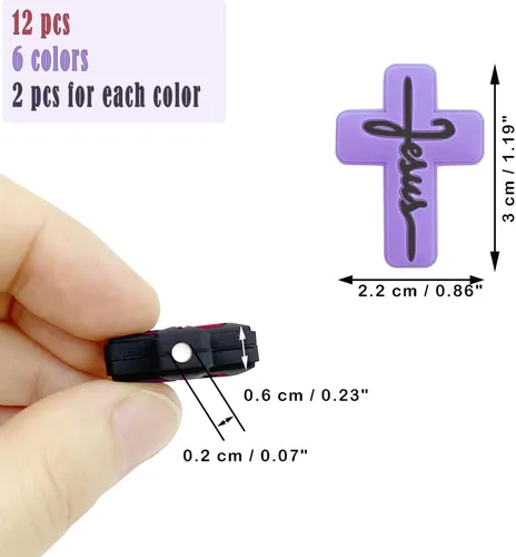 Miniatura 3 de 12 cuentas de cruz de silicona, cuentas focales, mezcla de colores, cuentas focales en forma de cruz para bolígrafos, llavero, hacer pulseras