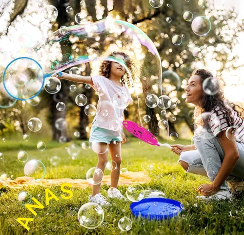 Miniatura 5 de Juego de varitas de burbujas de 11 piezas, kit de diversión de mega burbujas para niños y adultos, 9 varitas gigantes de hasta 8 pulgadas de ancho
